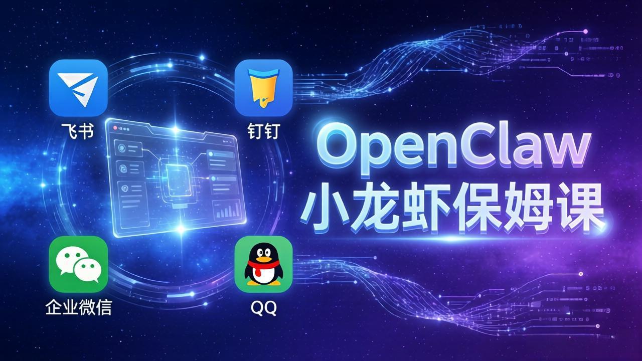 OpenClaw小龙虾保姆课： Windows/macOS/Linux/Docker全系统安装，飞书+钉钉+企业微信+QQ 全接入-琴书聊项目
