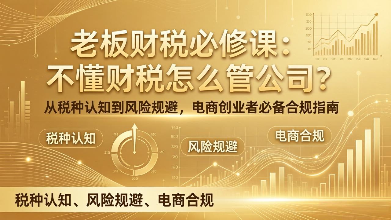 老板财税必修课：不懂财税怎么管公司？从税种认知到风险规避，电商创业者必备合规指南-琴书聊项目