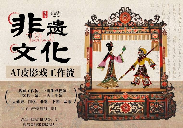AI一键生成民俗文化非遗皮影戏视频，一刀不剪无需剪辑，30S一条，一天上百条，流量财富嘎嘎猛-琴书聊项目