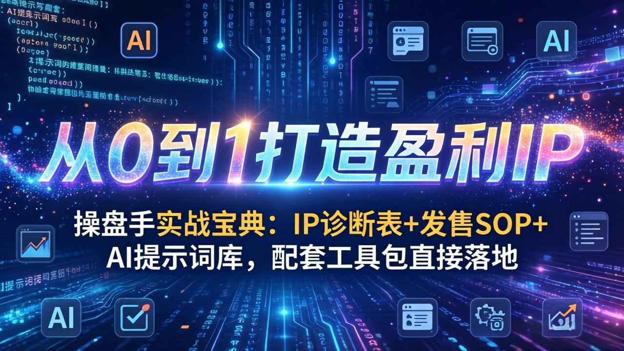 操盘手实战宝典：IP诊断表+发售SOP+AI提示词库，配套工具包直接落地，从0到1打造盈利IP-琴书聊项目