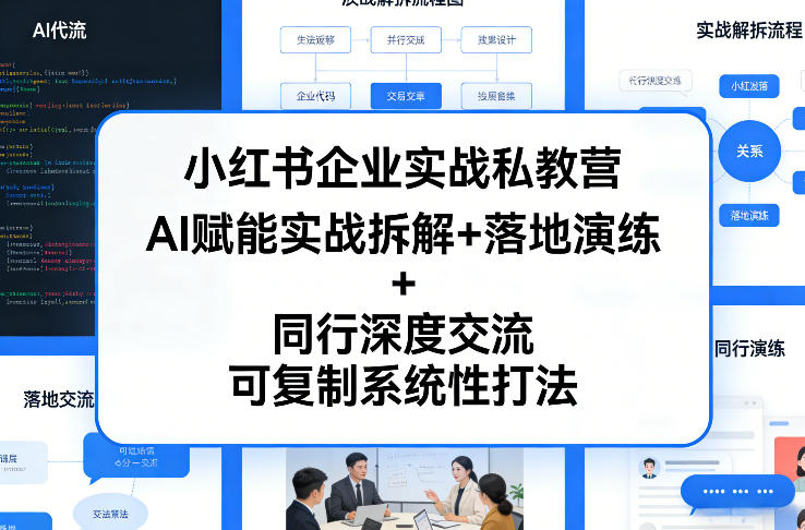 小红书企业实战私教营，AI赋能实战拆解+落地演练+同行深度交流，可复制系统性打法-琴书聊项目