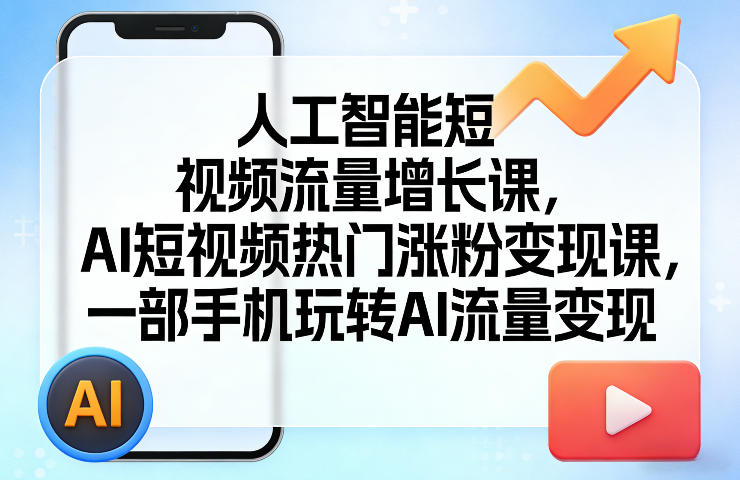 人工智能短视频流量增长课，AI短视频热门涨粉变现课，一部手机玩转AI流量变现-琴书聊项目