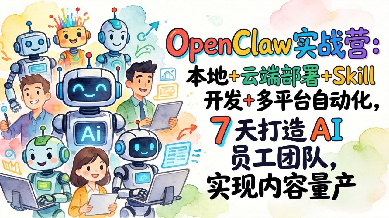 OpenClaw实战营：本地+云端部署+Skill开发+多平台自动化，7 天打造 AI 员工团队，实现内容量产-琴书聊项目