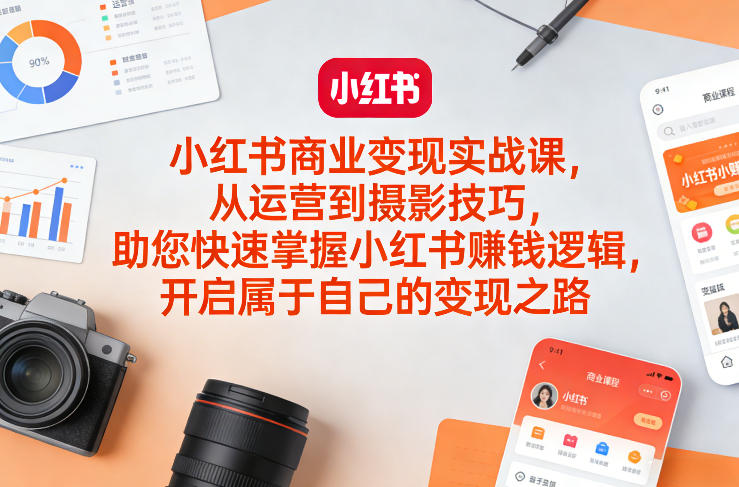 小红书商业变现实战课，从运营到摄影技巧，助您快速掌握小红书賺钱逻辑，开启属于自己的变现之路-琴书聊项目