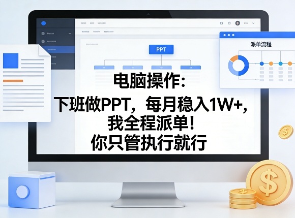 电脑操作：下班做PPT，每月稳入1W+，我全程派单！你只管执行就行【揭秘】-琴书聊项目