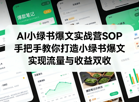 AI小绿书爆文实战营SOP，手把手教你打造小绿书爆文，实现流量与收益双收-琴书聊项目