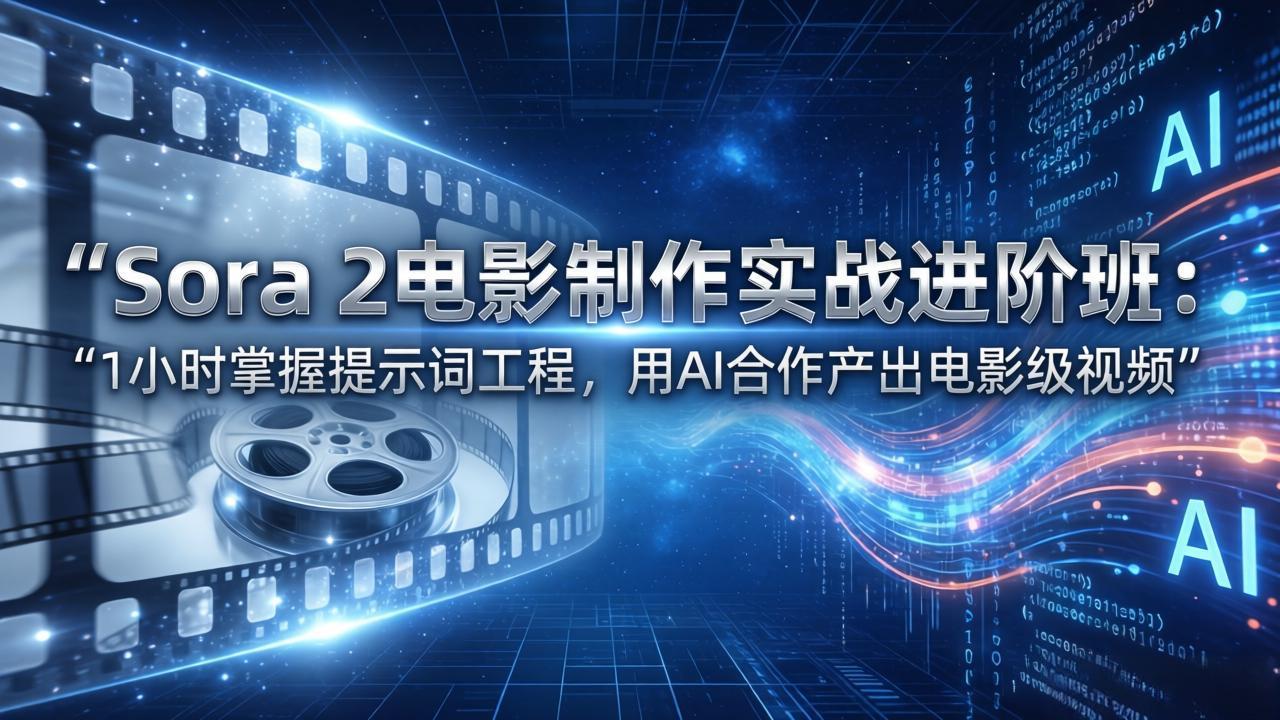 Sora 2电影制作实战进阶班：1小时掌握提示词工程，用AI合作产出电影级视频-琴书聊项目