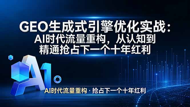 GEO 生成式引擎优化实战：AI时代流量重构，从认知到精通抢占下一个十年红利-琴书聊项目