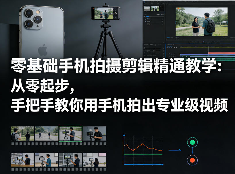 零基础手机拍摄剪辑精通教学：从零起步，手把手教你用手机拍出专业级视频-琴书聊项目