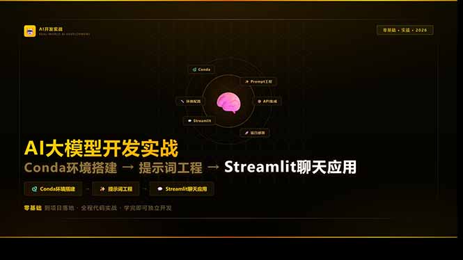AI大模型开发实战：Conda环境搭建→提示词工程→Streamlit聊天应用，零基础到项目落地-琴书聊项目