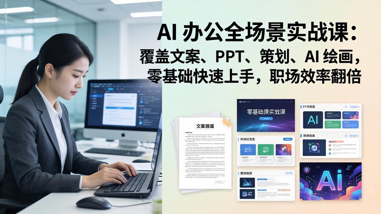 AI 办公全场景实战课：覆盖文案、PPT、策划、AI 绘画，零基础快速上手，职场效率翻倍-琴书聊项目
