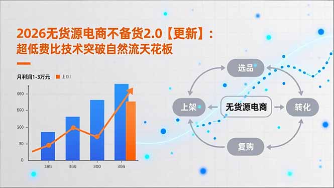 2026无货源电商不备货2.0【更新-3月】：超低费比技术突破自然流天花板，单店月利润1-3万元-琴书聊项目