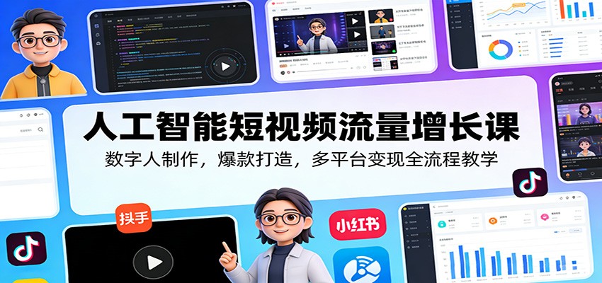 人工智能短视频流量增长课：数字人制作，爆款打造，多平台变现全流程教学-琴书聊项目