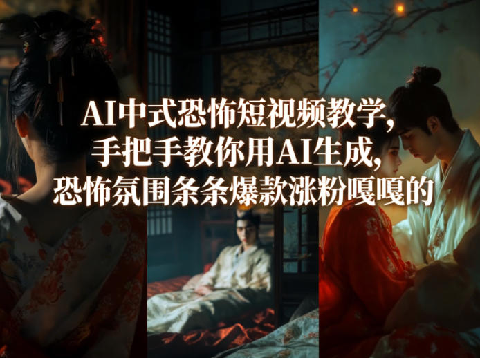 AI中式恐怖短视频教学，手把手教你用AI生成，恐怖氛围条条爆款涨粉嘎嘎的-琴书聊项目