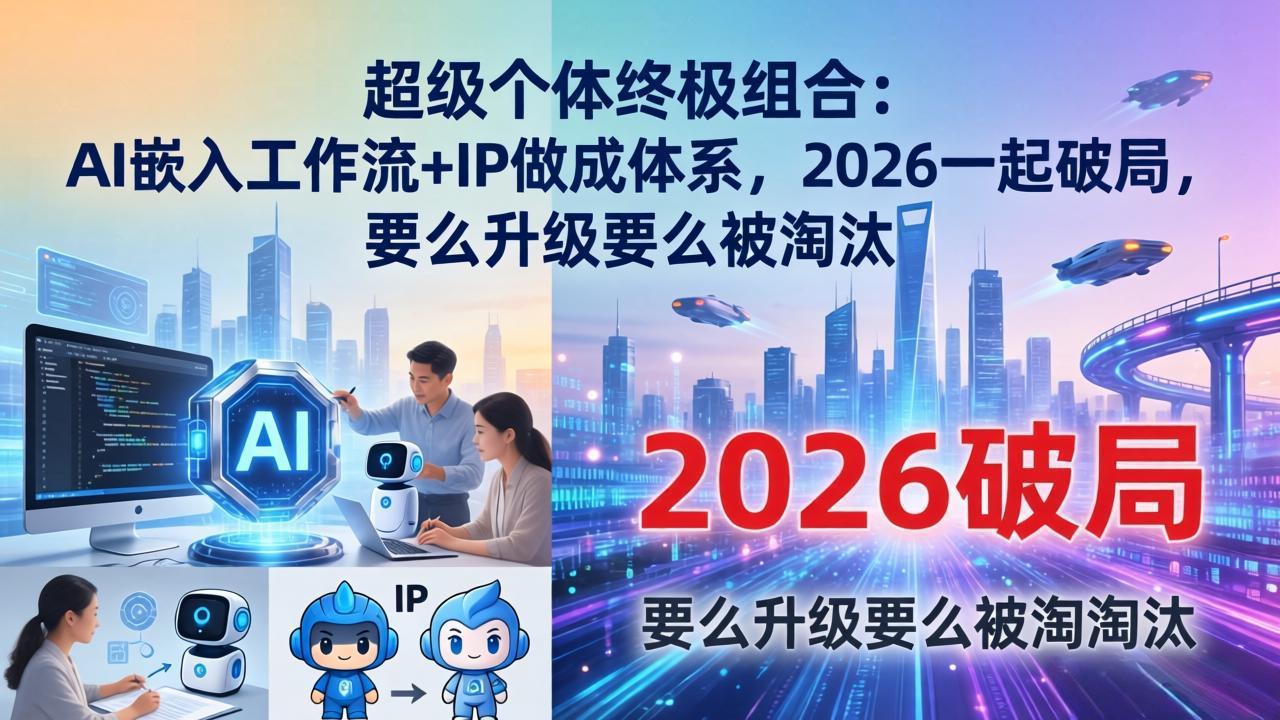 超级个体终极组合：AI嵌入工作流+IP做成体系，2026一起破局，要么升级要么被淘汰-琴书聊项目