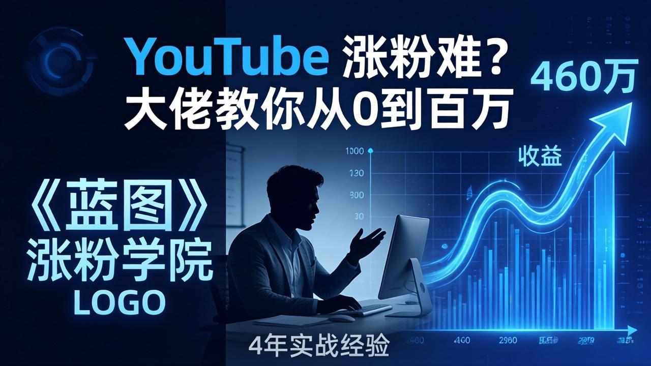 YouTube 涨粉难？《蓝图涨粉学院》：4 年赚 460 万的大佬教策略，从0到百万有路径！-琴书聊项目