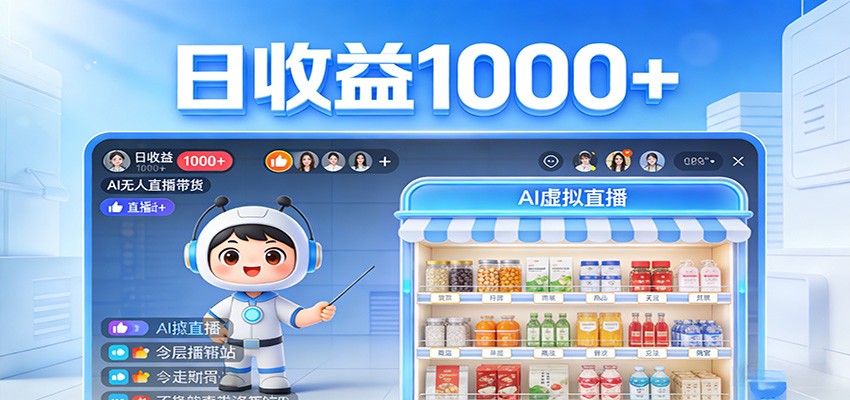 不用露脸不用说话，24小时自动卖货赚钱，全天自动直播，收益看得见-琴书聊项目