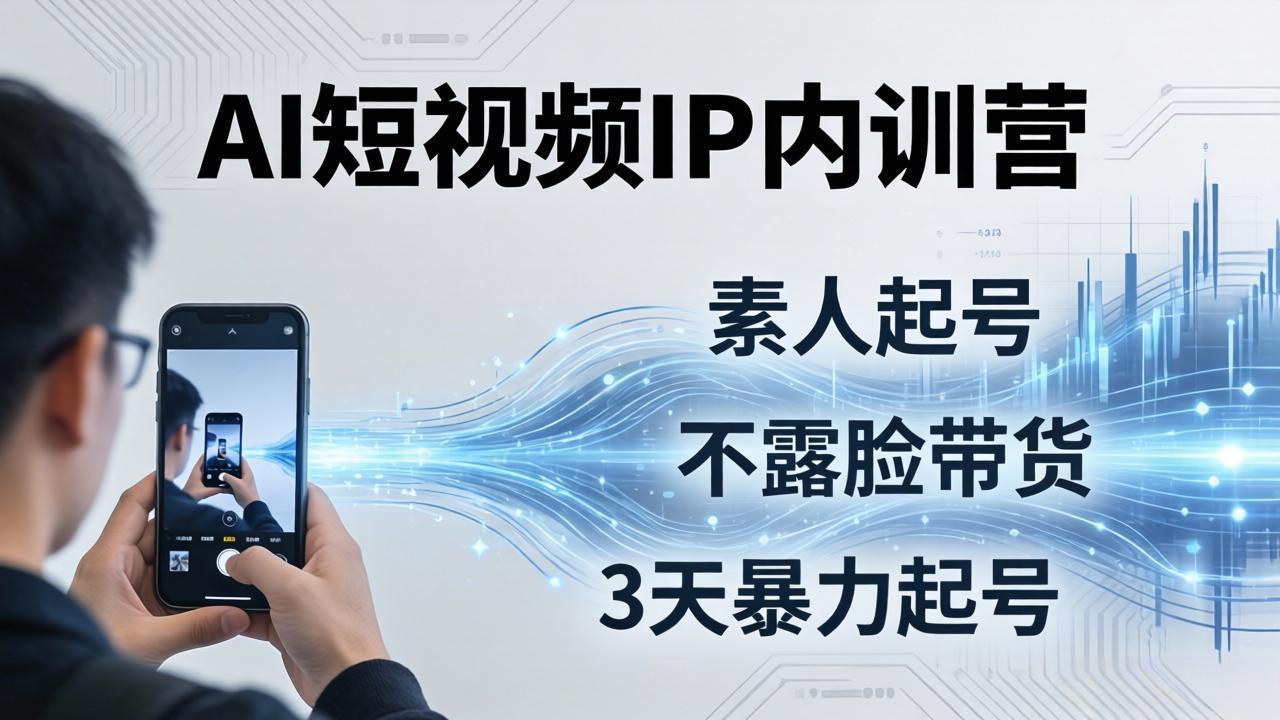 2026AI短视频IP内训营：从素人起号到不露脸带货，3天暴力起号全流程拆解-琴书聊项目