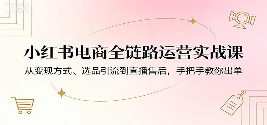 小红书电商全链路运营实战课：从变现方式、选品引流到直播售后，手把手教你出单-琴书聊项目