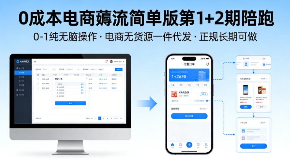 0成本电商薅流简单版第1+2期陪跑，0-1纯无脑操作，电商无货源一件代发，正规长期可做-琴书聊项目