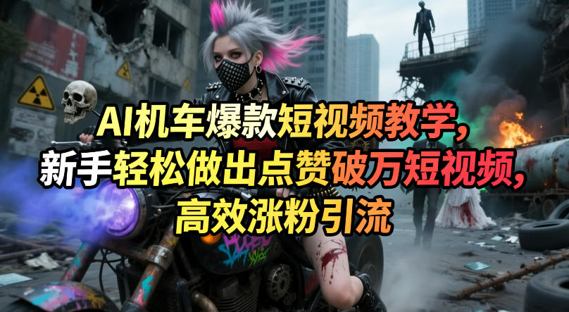 AI机车爆款短视频教学，新手轻松做出点赞破万短视频，高效涨粉引流-琴书聊项目