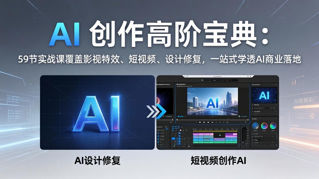AI 创作高阶宝典：59节实战课覆盖影视特效、短视频、设计修复，一站式学透AI商业落地-琴书聊项目