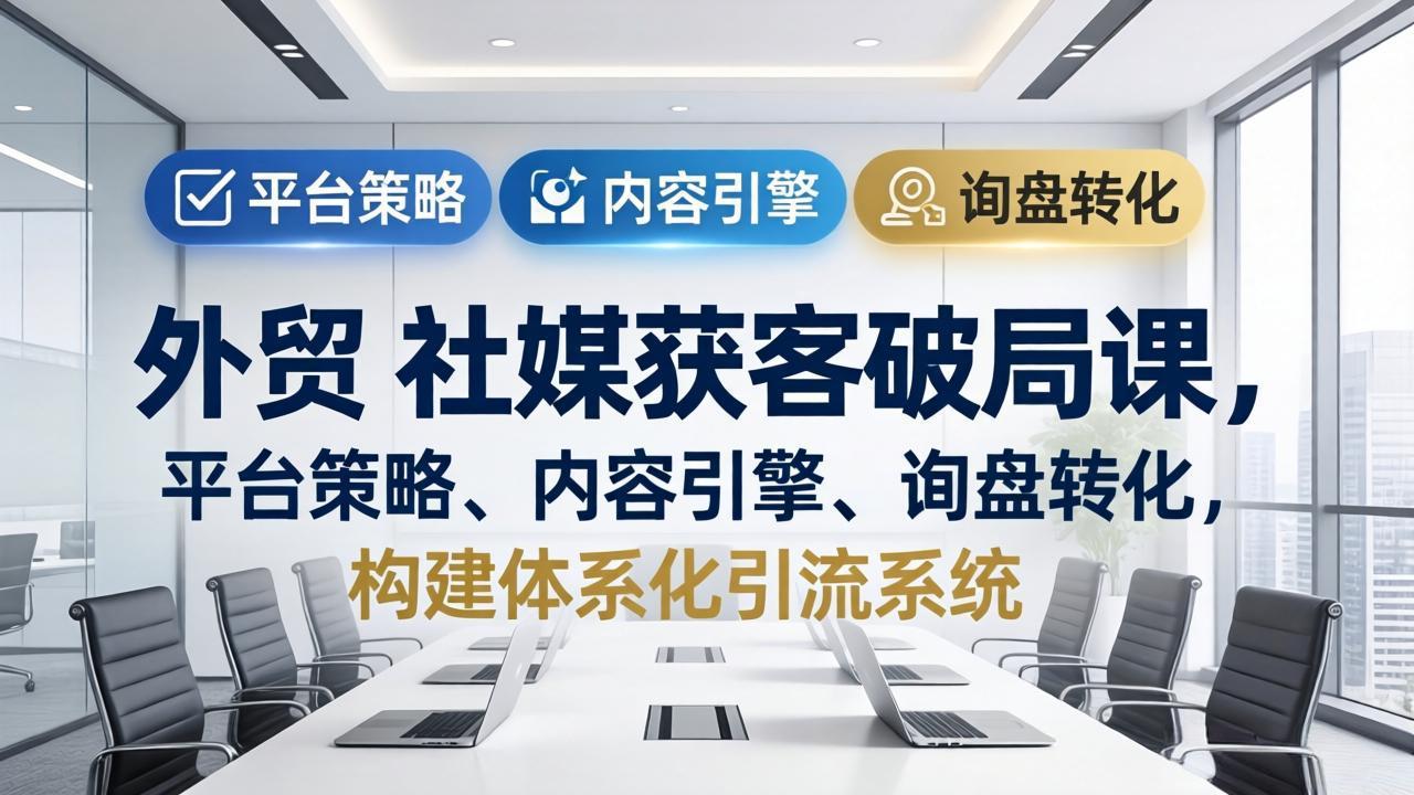 外贸 社媒获客破局课，平台策略、内容引擎、询盘转化，构建体系化引流系统(更新26年3月-琴书聊项目