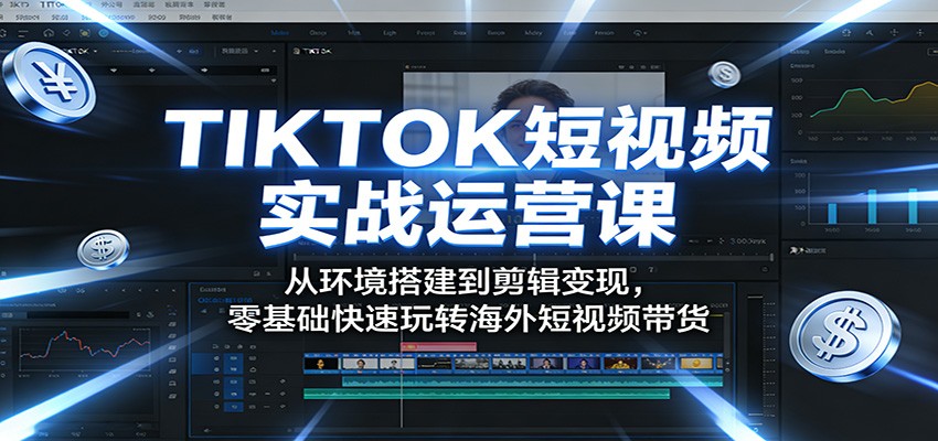TIKTOK短视频实战运营课：从环境搭建到剪辑变现，零基础快速玩转海外短视频带货-琴书聊项目