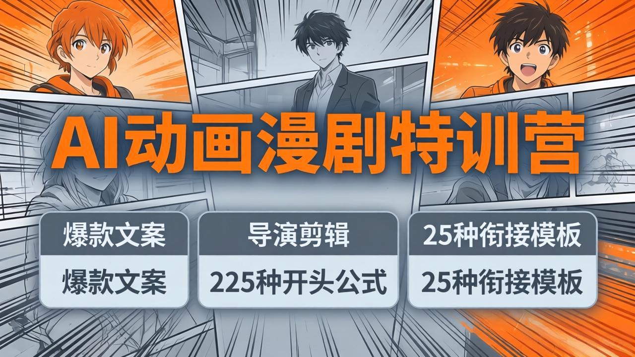 AI动画漫剧特训营：爆款文案+导演剪辑：225种开头公式+25种衔接模板，两小时剪电影级大片-琴书聊项目