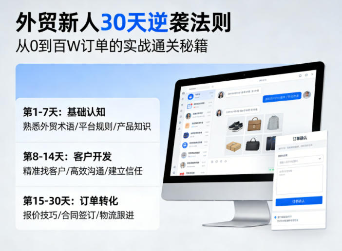 外贸新人30天逆袭法则，教你从0到百W订单的实战通关秘籍-琴书聊项目