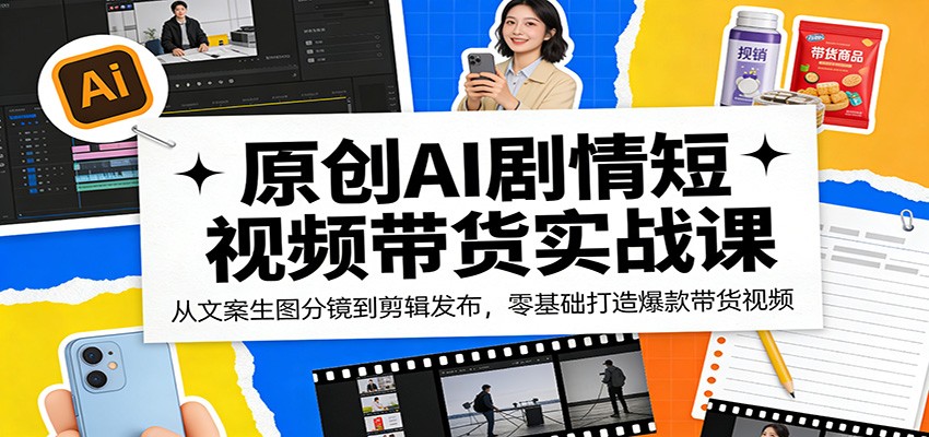 原创AI剧情短视频带货实战课：从文案生图分镜到剪辑发布，零基础打造爆款带货视频-琴书聊项目