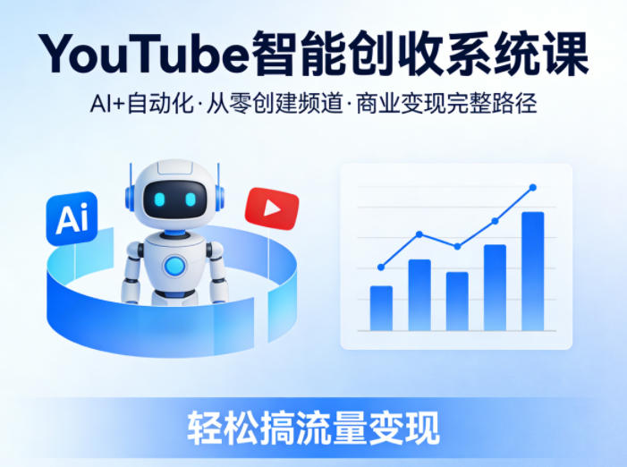 YouTube智能创收系统课，AI+自动化，从零创建YouTube频道并实现商业变现的完整路径，轻松搞流量变现-琴书聊项目