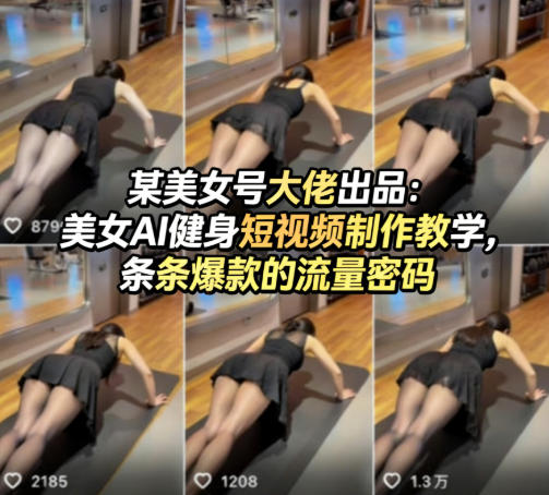 某美女号大佬出品：美女AI健身短视频制作教学，条条爆款的流量密码-琴书聊项目