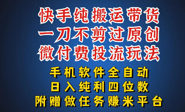 最新黑科技快手搬运带货方法，手机就能操作，轻松带你日入四位数【揭秘】-琴书聊项目