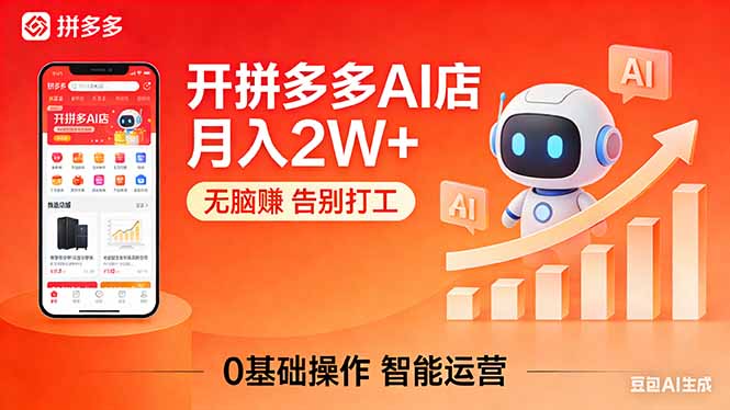 开一家拼多多AI店，月入2W+，无脑赚，告别打工，附SOP手册-琴书聊项目