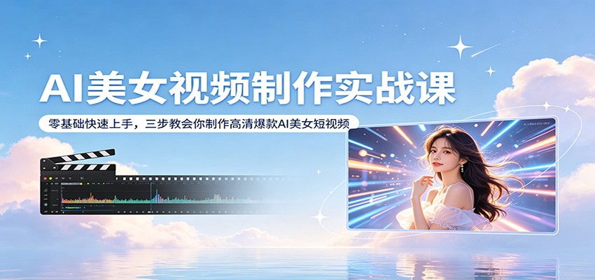 AI美女视频制作实战课：零基础快速上手，三步教会你制作高清爆款AI美女短视频-琴书聊项目
