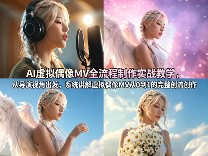 AI虚拟偶像MV全流程制作实战教学，从导演视角出发，系统讲解虚拟偶像MV从0到1的完整创作流程-琴书聊项目