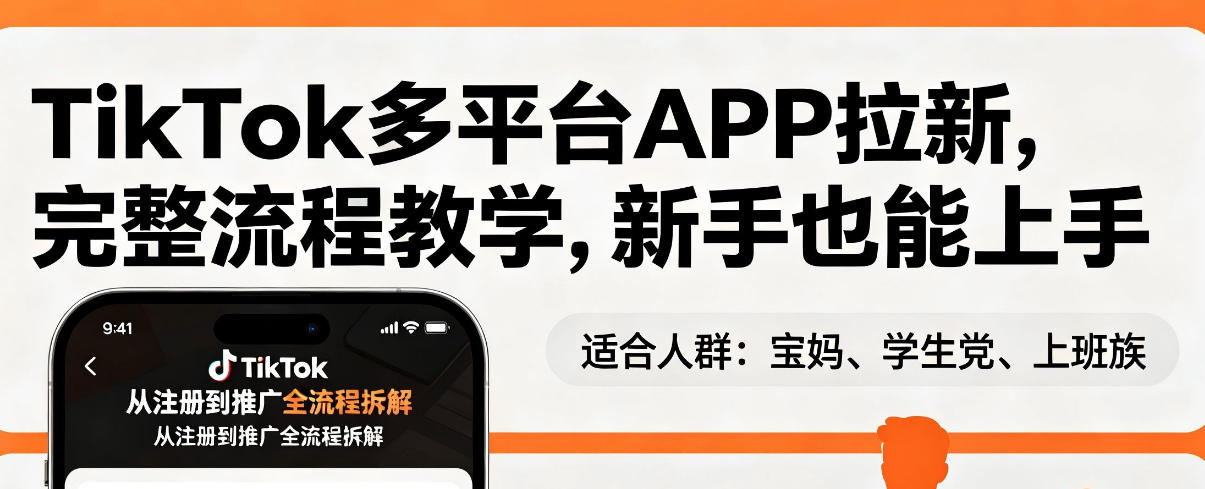 TikTok多平台APP拉新，完整流程教学，新手也能上手，轻松出海搞美金-琴书聊项目