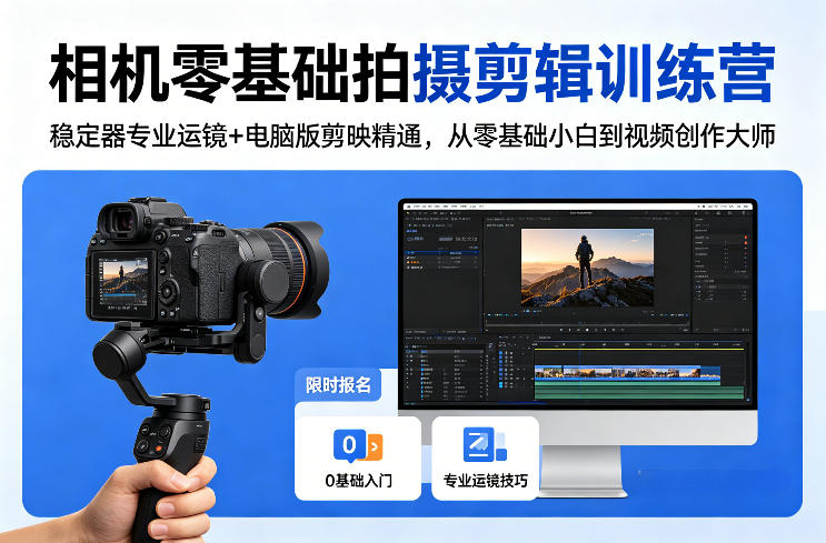 相机零基础拍摄剪辑训练营：稳定器专业运镜+电脑版剪映精通，从零基础小白到视频创作大师-琴书聊项目