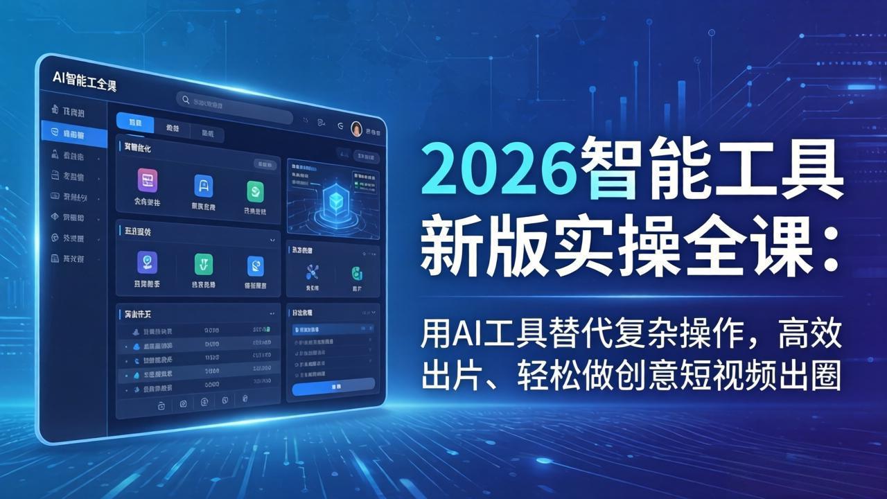 2026智能工具新版实操全课：用AI工具替代复杂操作，高效出片、轻松做创意短视频出圈-琴书聊项目