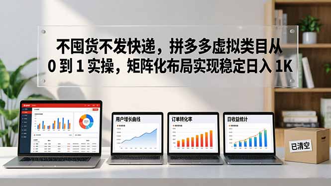 不囤货不发快递，拼多多虚拟类目从 0 到 1 实操，矩阵化布局实现稳定日入 1K-琴书聊项目