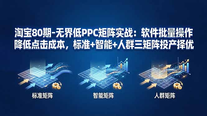 淘宝80期-无界低PPC矩阵实战：软件批量操作降低点击成本，标准+智能+人群三矩阵投产择优-琴书聊项目