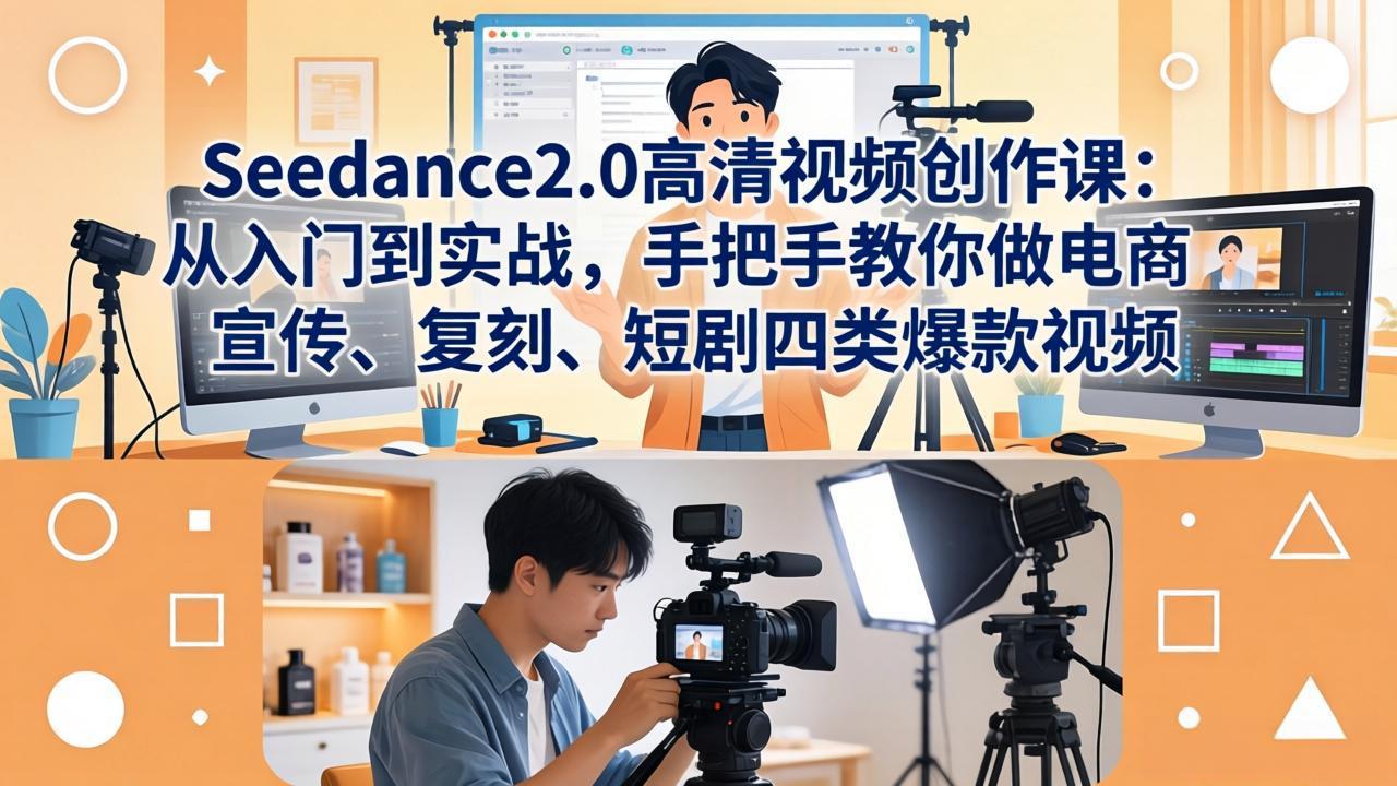 Seedance2.0高清视频创作课：从入门到实战，手把手教你做电商、宣传、复刻、短剧四类爆款视频-琴书聊项目