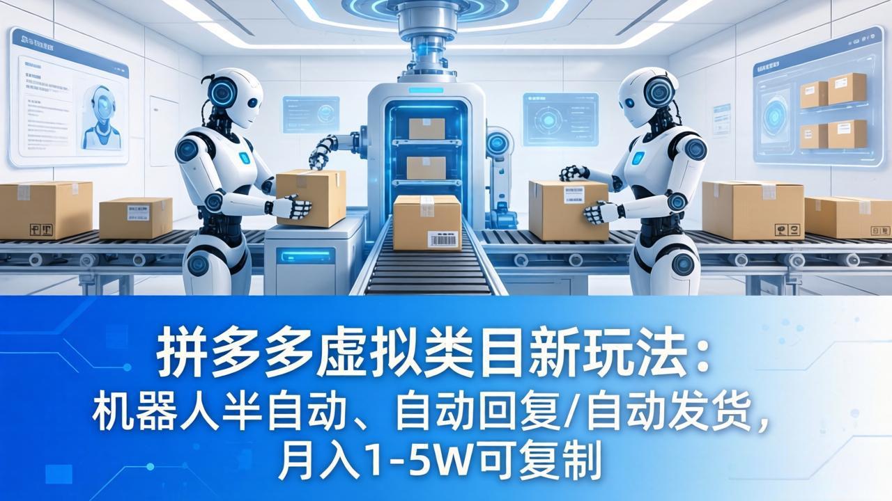 拼多多虚拟类目新玩法：机器人半自动、自动回复 /自动发货，月入 1-5W 可复制-琴书聊项目