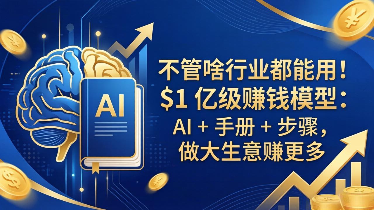 不管啥行业都能用！$1 亿级赚钱模型：AI + 手册 + 步骤，做大生意赚更多-琴书聊项目