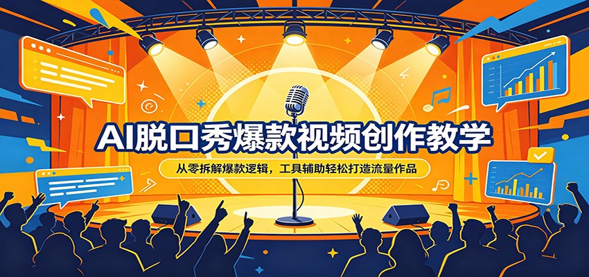 AI脱口秀爆款视频创作教学：从零拆解爆款逻辑，工具辅助轻松打造流量作品-琴书聊项目