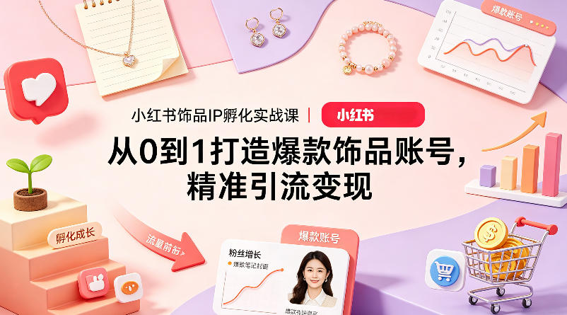 小红书饰品IP孵化实战课｜从0到1打造爆款饰品账号，精准引流变现-琴书聊项目