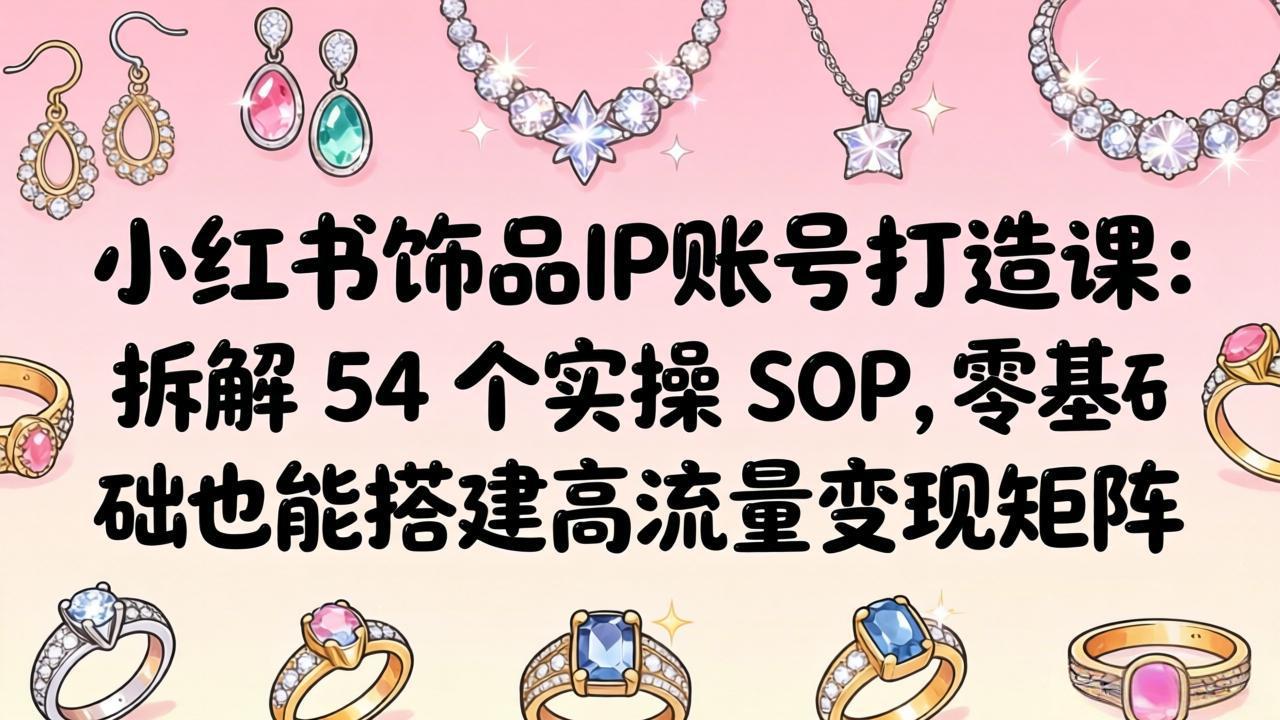 小红书饰品IP账号打造课：拆解 54 个实操 SOP，零基础也能搭建高流量变现矩阵-琴书聊项目