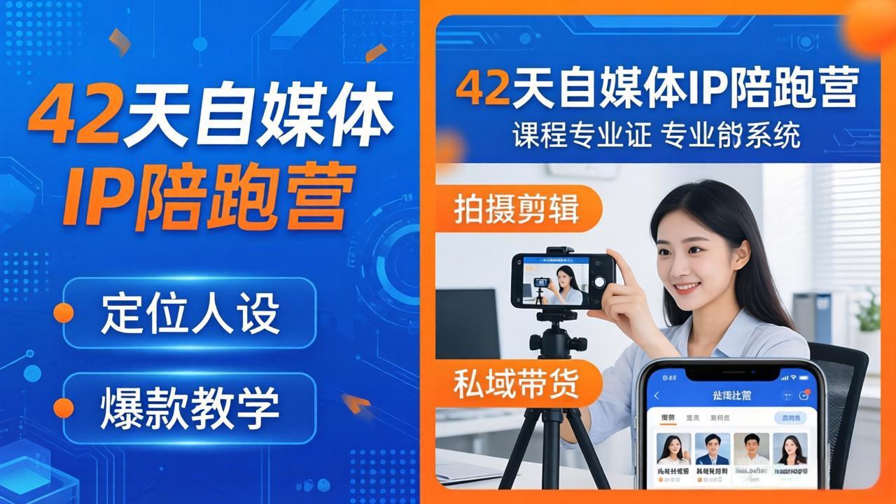 42天自媒体IP陪跑营-26年4月19更新：定位人设爆款全教学，拍摄剪辑私域带货一站式落地-琴书聊项目