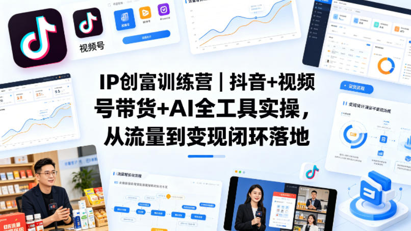 IP创富训练营｜抖音+视频号带货+AI全工具实操，从流量到变现闭环落地-琴书聊项目